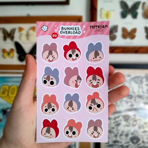 Bunny Overload Sticker Sheet Feuille de Stickers Lapins Autocollants Matte Lapins Mignons Ensemble de stickers image 3