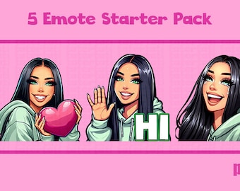 5 Emote-Starterpaket | Dunkles Haar | Grüne Augen