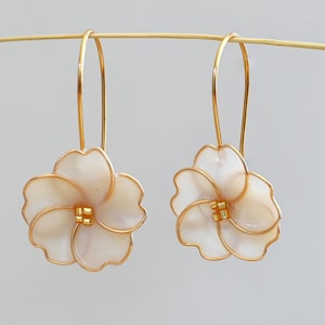 Gold-Filled Cherry Blossom Earrings: Hand-Formed Resin Flower