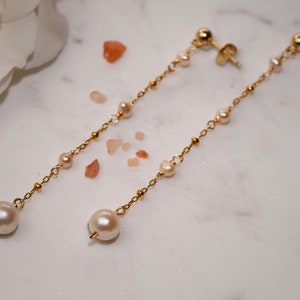 Freshwater Pearl Earrings Pearl Drop Earrings Pearl Earrings Gold Pearl Earrings Gold-Filled Pearl Earrings Bridesmaids Gifts image 2