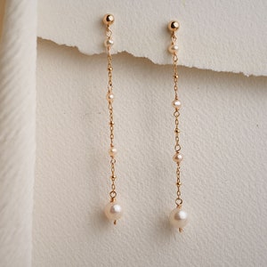 Freshwater Pearl Earrings Pearl Drop Earrings Pearl Earrings Gold Pearl Earrings Gold-Filled Pearl Earrings Bridesmaids Gifts image 1