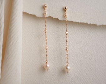Boucles d'oreilles en perles d'eau douce | Pendants d'oreilles avec perles | Boucles d'oreilles en perles | Boucles d'oreilles en or avec perles | Boucles d'oreilles en perles d'or | Cadeaux demoiselles d'honneur