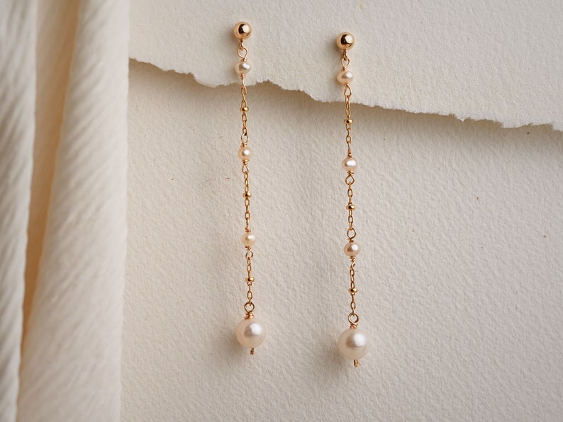 Freshwater Pearl Earrings Pearl Drop Earrings Pearl Earrings Gold Pearl Earrings Gold-Filled Pearl Earrings Bridesmaids Gifts image 1