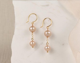 Freshwater Pearl Earrings | Pearl Drop Earrings | Pink Pearl Earrings | Gold Pearl Earrings | Gold-Filled Pearl Earrings | Bridesmaids Gifts