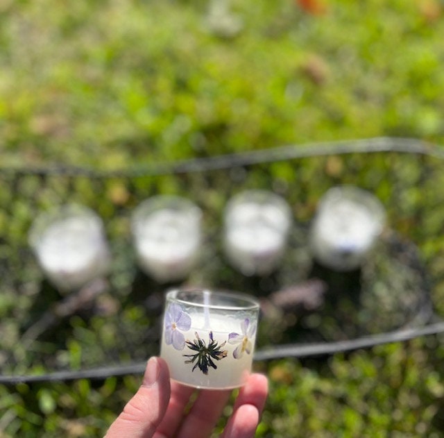 Unique Pressed Flower Candle Holder Mini Soy Candle Holder Etsy Canada
