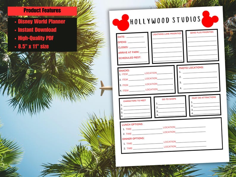 WDW Vacation Planner Printable Including Park Planning, Disney Vacation ...