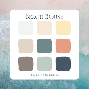 Beach House Interior Paint Palette, Benjamin Moore, Aegean Teal Paint Scheme, Designer Favorite Colors, Best Coastal Door Colors