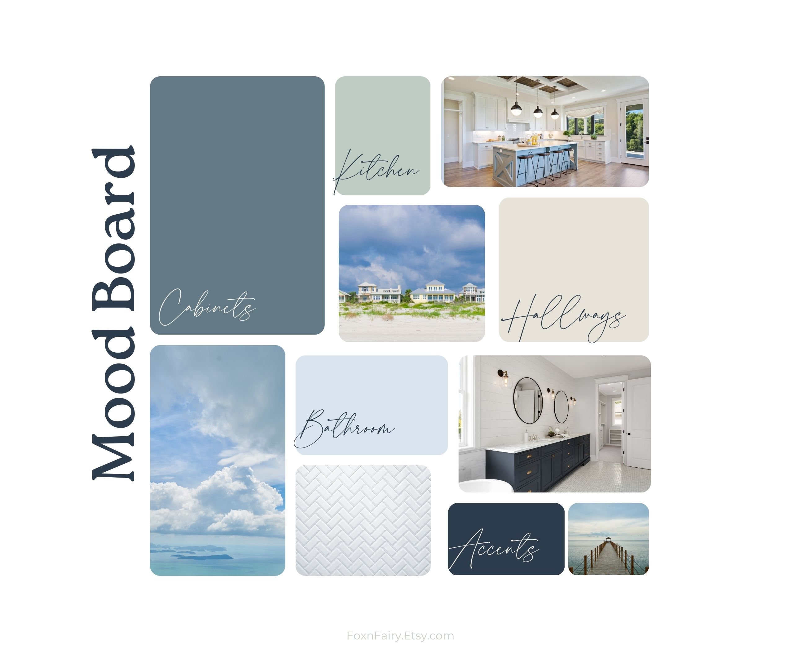 Coastal Blues Paint Palette: Santorini Blue, Beach House Colors (PDF ...