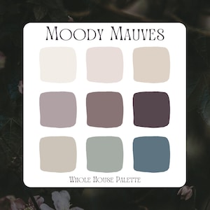 Interior Paint Palette Moody Mauves, Benjamin Moore, Cinnamon Slate, Best Home Paint Scheme, Color of the Year 2025