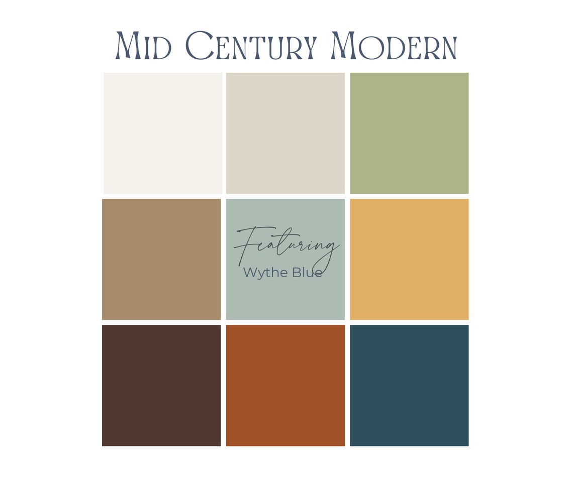 Mid-century Modern Digital Paint Palette, Benjamin Moore, Wythe Blue ...