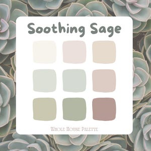 Soothing Sage Paint Palette, Benjamin Moore, Interior Paint Colors, Nursery Paint Colors, Healing Aloe, Best Paint Scheme
