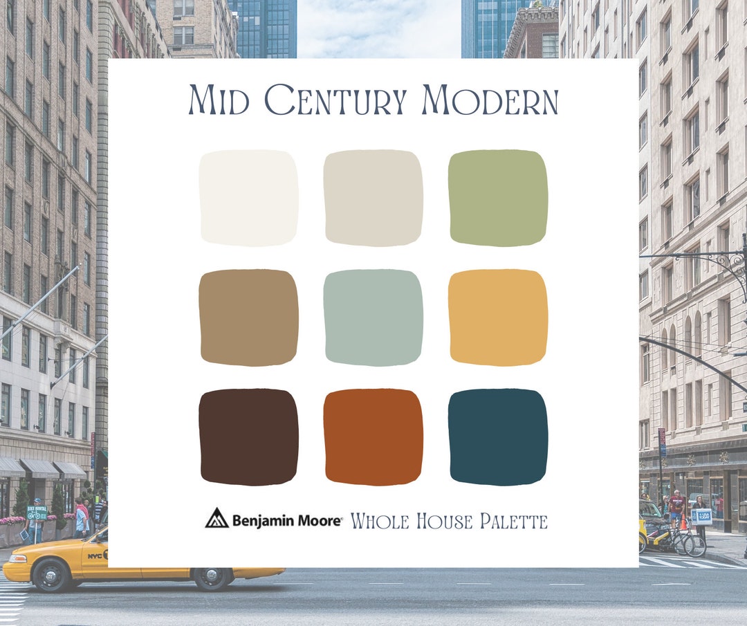 Mid-century Modern Digital Paint Palette, Benjamin Moore, Wythe Blue ...