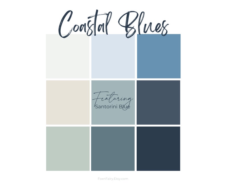 Coastal Blues Paint Palette, Benjamin Moore, Interior Paint Colors