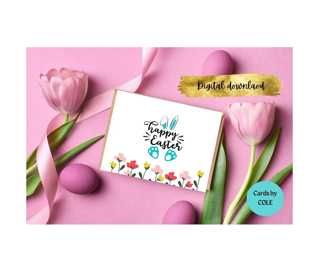 Happy Easter Card, Printable Easter Cards , Instant Download, 5 X 7