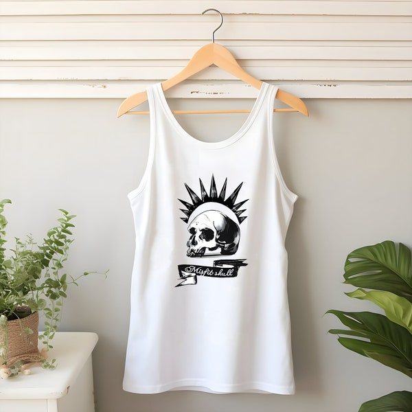 Misfit Skull Print Woman’s Racerback Tank Top Mens Tank Top Cosplay Gift for Girl Sleeveless Cosplay Tank Top Gift for Him Gift For Her