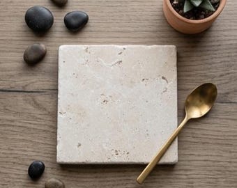 Tumbled Travertine Coasters | Natural Stone Drinkware Set (Set of 2-8)