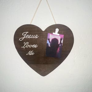 Wooden Heart Sign: &quot;Jesus Loves Me&quot; Christian Nursery Decor