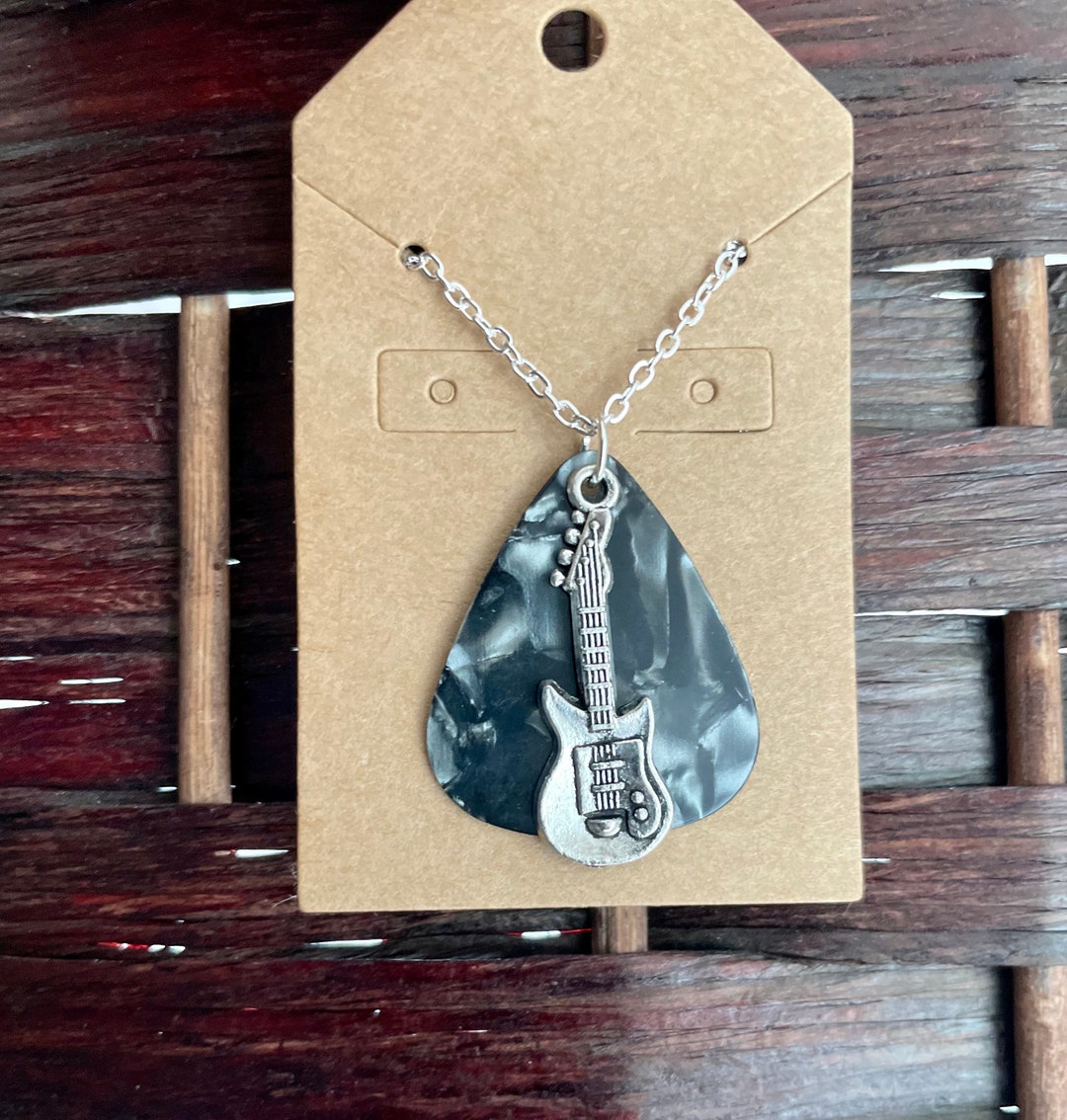 Guitar and Pick Charm Necklace. Etsy