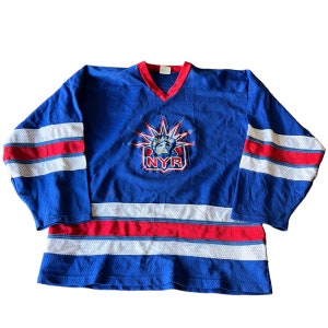 VINTAGE New York Rangers Jersey Men XXL Blue Lady Liberty CCM Center Ice  90s
