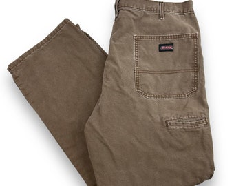 Dickies Pantalones de carpintero de lona de ajuste relajado, ropa de trabajo, talla 38 W, marrón