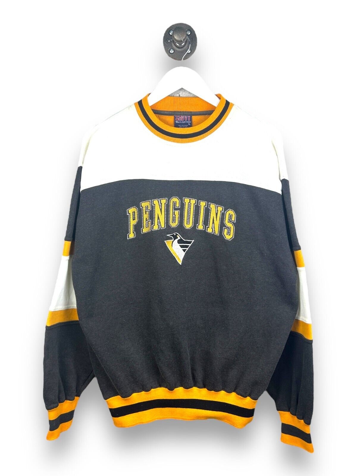 Men's Starter Black Pittsburgh Penguins Puck Pullover Hoodie Size: Medium