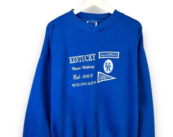 Vintage 90s Kentucky Wildcats Embroidered Spell Out NCAA Sweatshirt Size XL