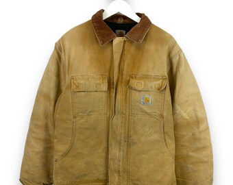 Vintage Carhartt Quilted Lined Canvas Workwear Arctic Coat Jacket Size LT C03