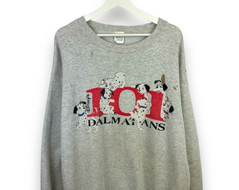 vintage des années 90 Les 101 dalmatiens Disney Movie Promo Spell Out Sweatshirt grande taille