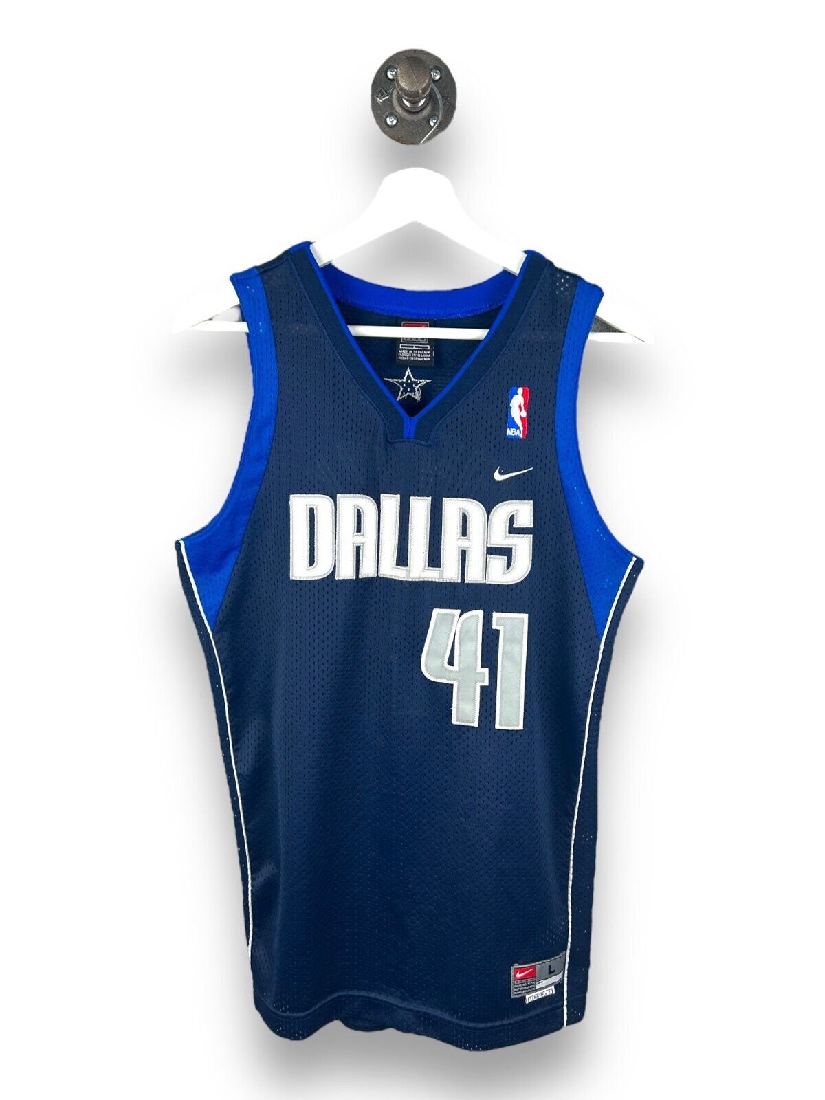 Reebok Dallas Mavericks Dirk Nowitzki Jersey #41 NBA Men Sz Medium Gray  Vintage