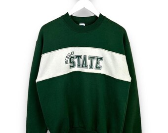 Vintage 90s Michigan State Spell Out Russell Athletic Sweatshirt Size Large