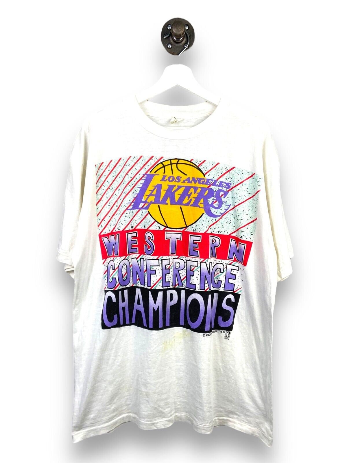 thecaptainsvintage 80s Los Angeles Lakers La NBA Basketball Champion Rayon Tank Top T-Shirt Medium