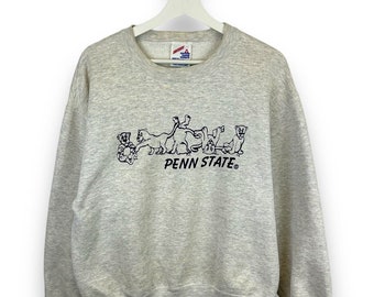 Vintage 90s Penn State Nittany Lions NCAA Graphic Sweatshirt Size Medium Gray