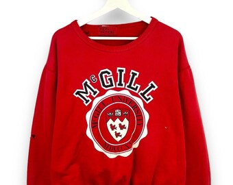 Vintage 90er Jahre McGill College Crest Sweatshirt Größe XL Made In Canada