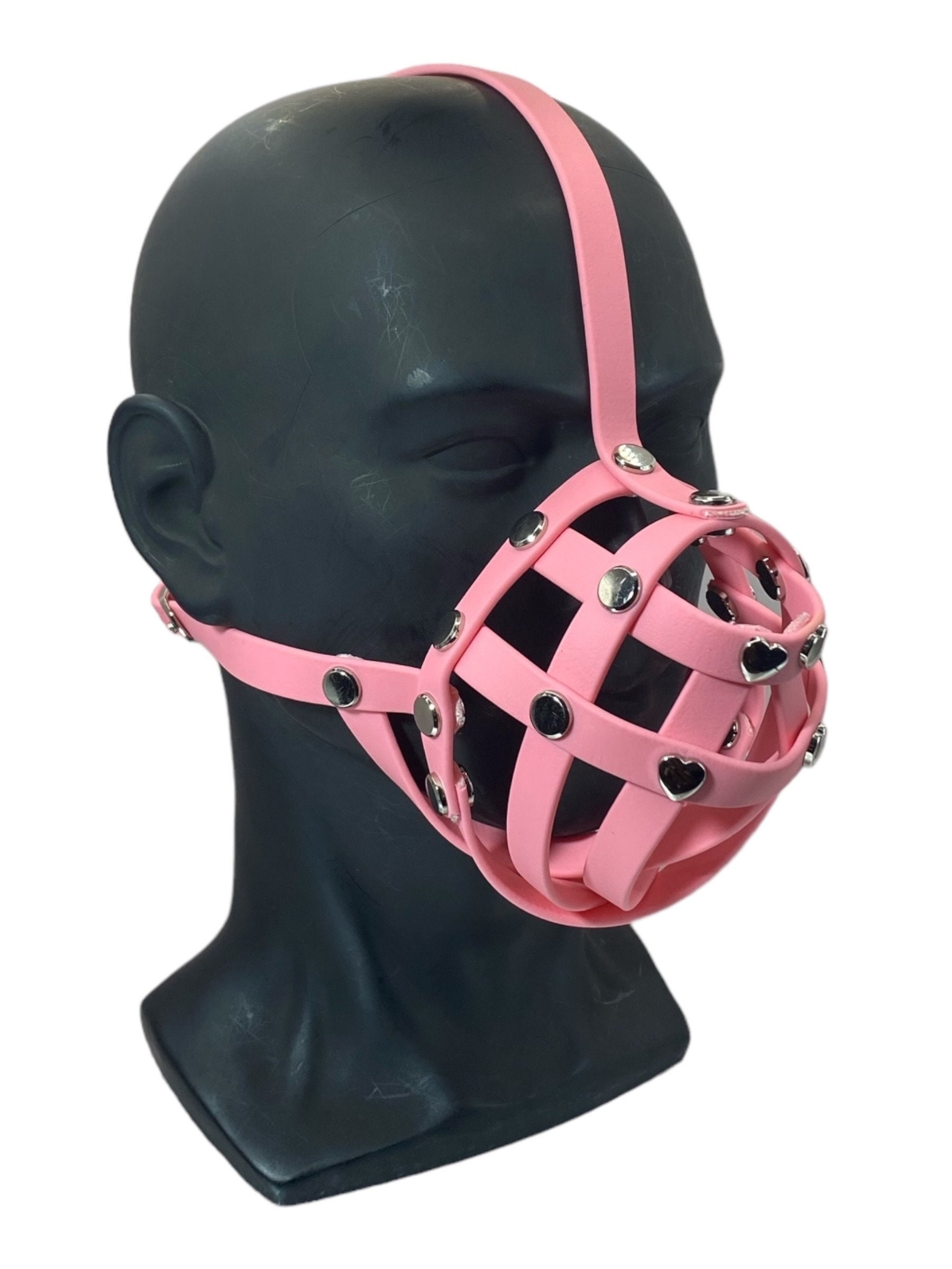 Pastel Pink Biothane Premium Hardware Human Face Muzzle