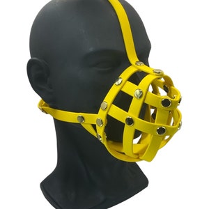 Yellow Biothane Premium Hardware Pet Play Face Muzzle