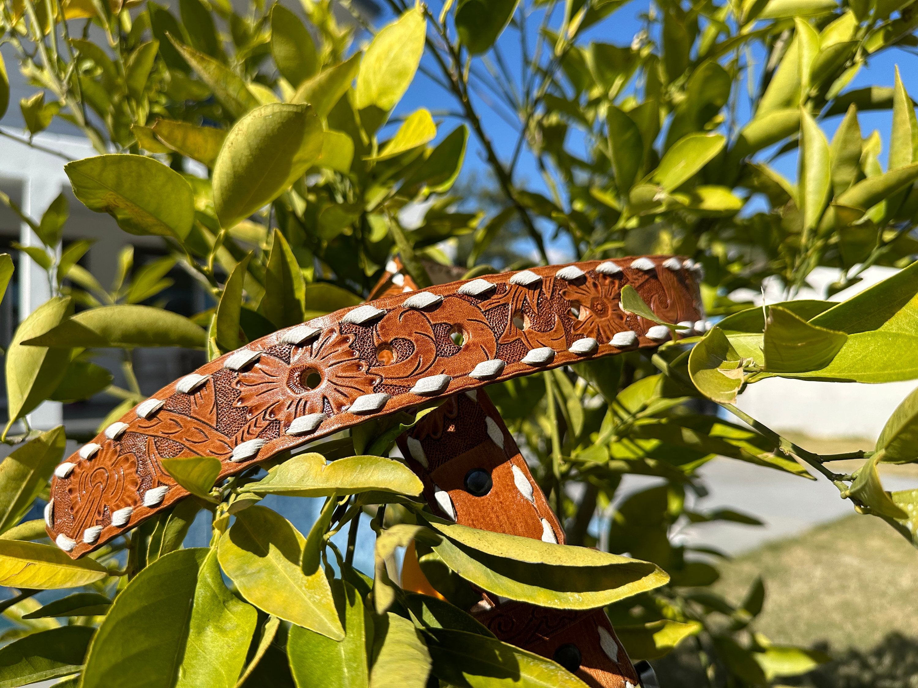 Personalized Hand Tooled Leather Western Belt: Custom Full 