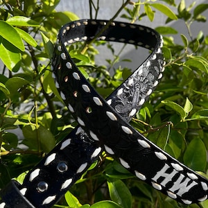 Personalized Hand Tooled Leather Western Belt: Custom Veg Tan Leather