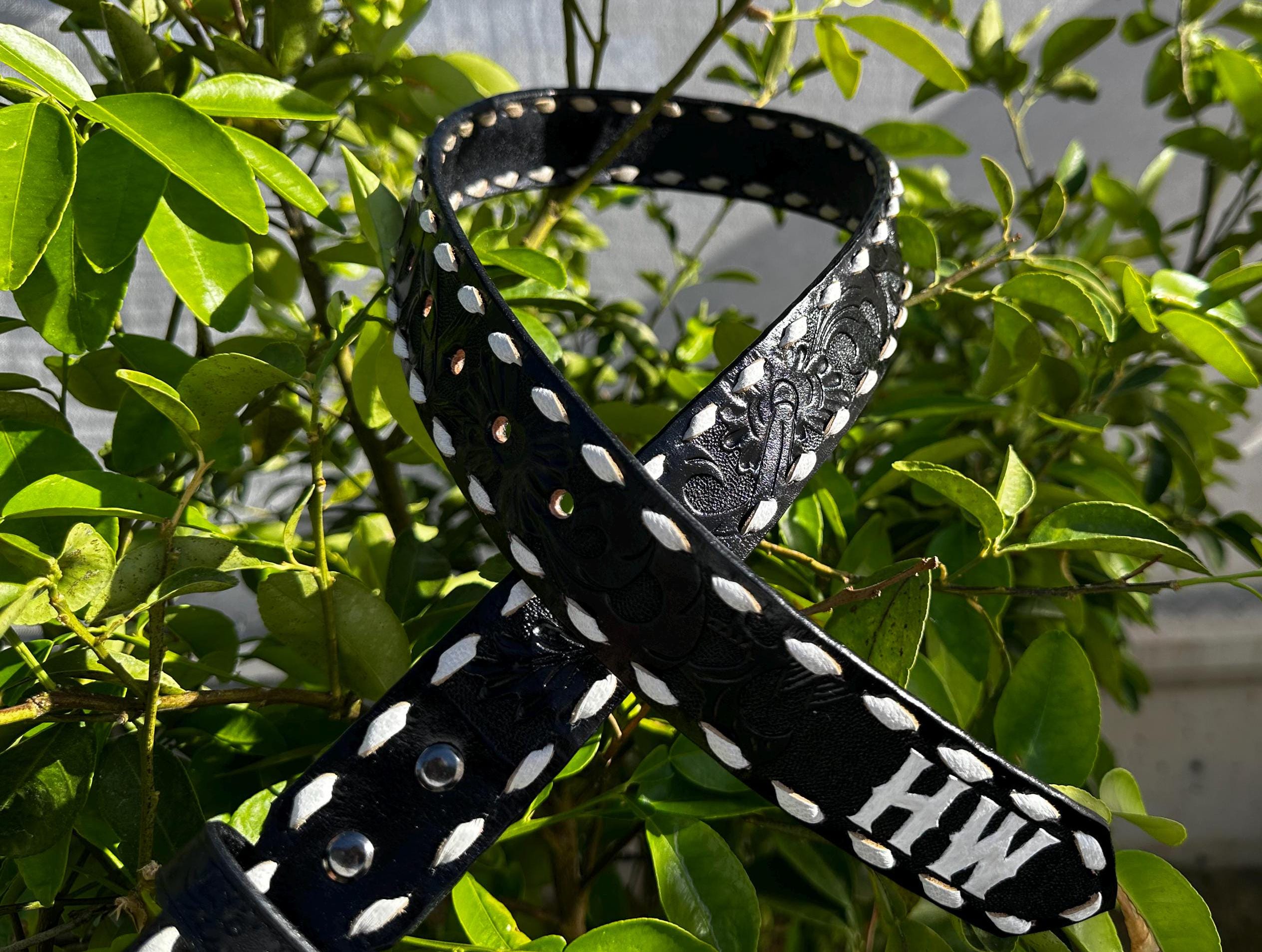 Personalized Hand Tooled Leather Western Belt: Custom Veg Tan Leather