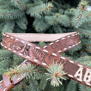 Personalized Hand Tooled Full Grain Leather Western Belt, Custom Floral Leather Belt, Western Floral Design Belt, Cowboy Belt, Birthday Gift