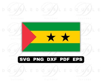 Sao Tome & Principe Flag | Svg Png Dxf Eps Pdf - Vector Graphic Design Layered by Color
