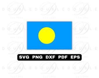 Palau Flag | Svg Png Dxf Eps Pdf - Vector Graphic Design Layered by Color