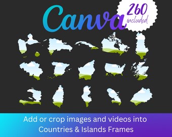 Canva Countries and Islands Map Frames ~ Canva Frames, Country Outline
