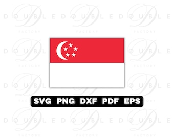 Singapore Flag | Svg Png Dxf Eps Pdf - Vector Graphic Design Layered by Color