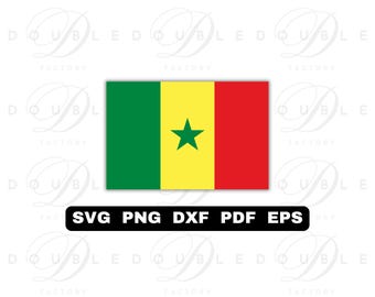 Senegal Flag | Svg Png Dxf Eps Pdf - Vector Graphic Design Layered by Color