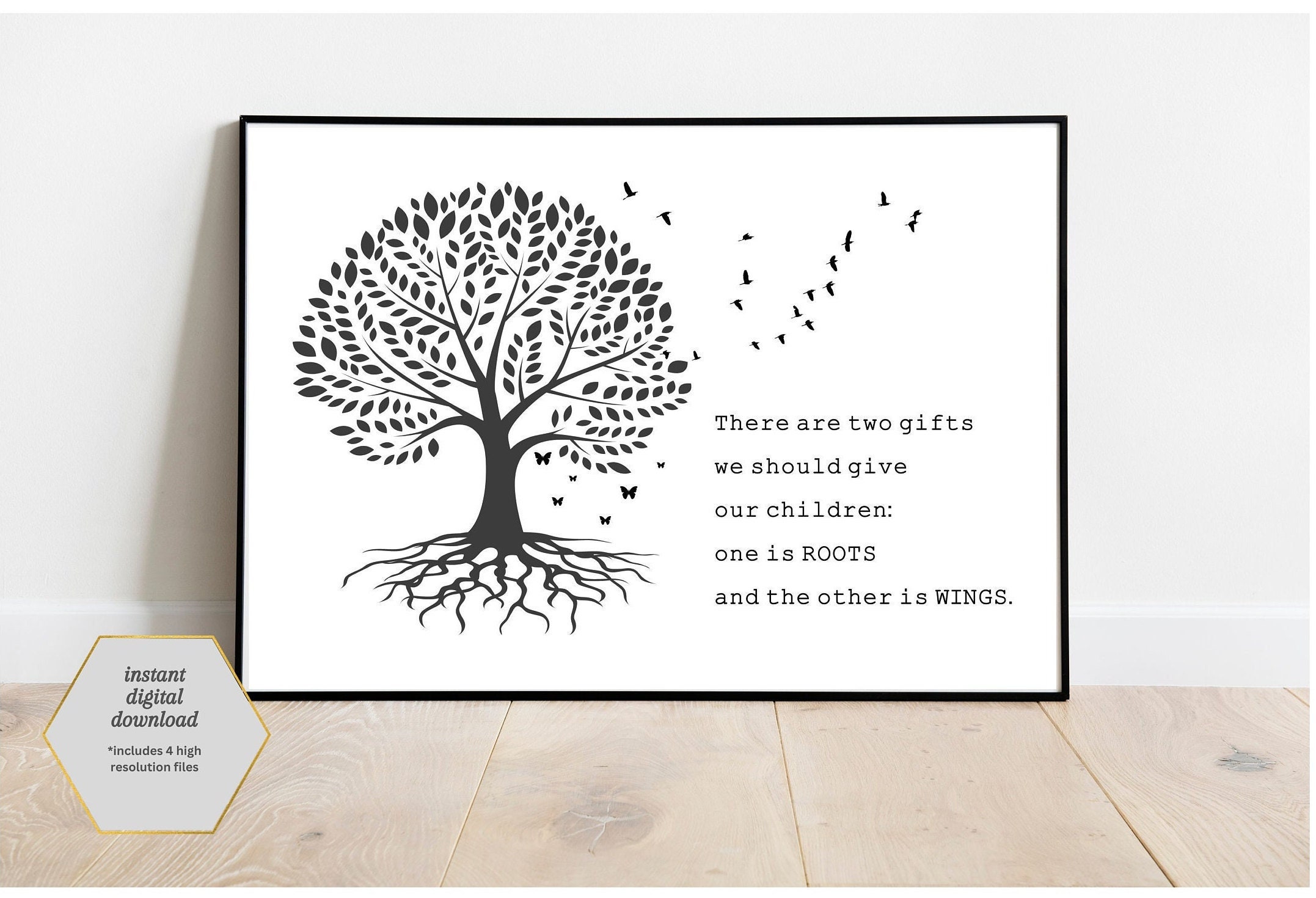 Tree of Life Roots and Wings Quote Printable Wall Art. New Parent