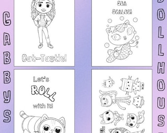 Juego de 15 actividades/recuerdos/páginas para colorear de la casa de muñecas de Gabby