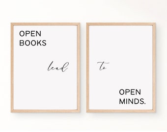 Book Lover Quote Prints (Set of 2) - Minimalist Black & White (Digital Download)