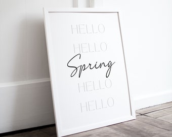 Minimalist Hello Spring Quote Art Print (Digital Download)