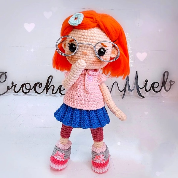 Amigurumi pattern doll crochet for doll Rosie PDF pattern, amigurumi suitcase, amigurumi base, español patrón, ebook doll crochet, marvelsco