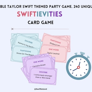 Jogo de cartas de festa inspirado em Taylor Swift 240 cartas Swiftie presente de despedida de solteira para impressão Taylor Swift [DIGITAL]